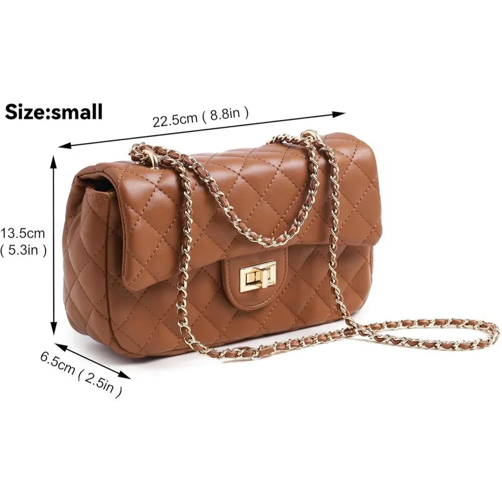 Vegan Leather Crossbody Bag Small Shoulder Satchel with Adjustable Strap
